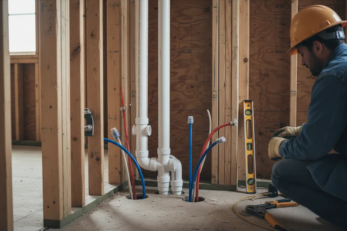 Drain and supply rough-in during Toilet Repair and Installation in Hackett